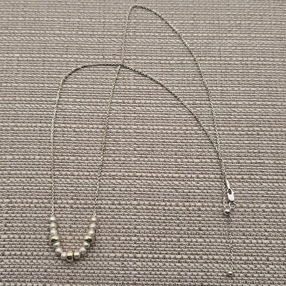 Jewelry - 24 Inch Sterling Silver Two Tone Beaded Adjustable Chain Necklace A3960